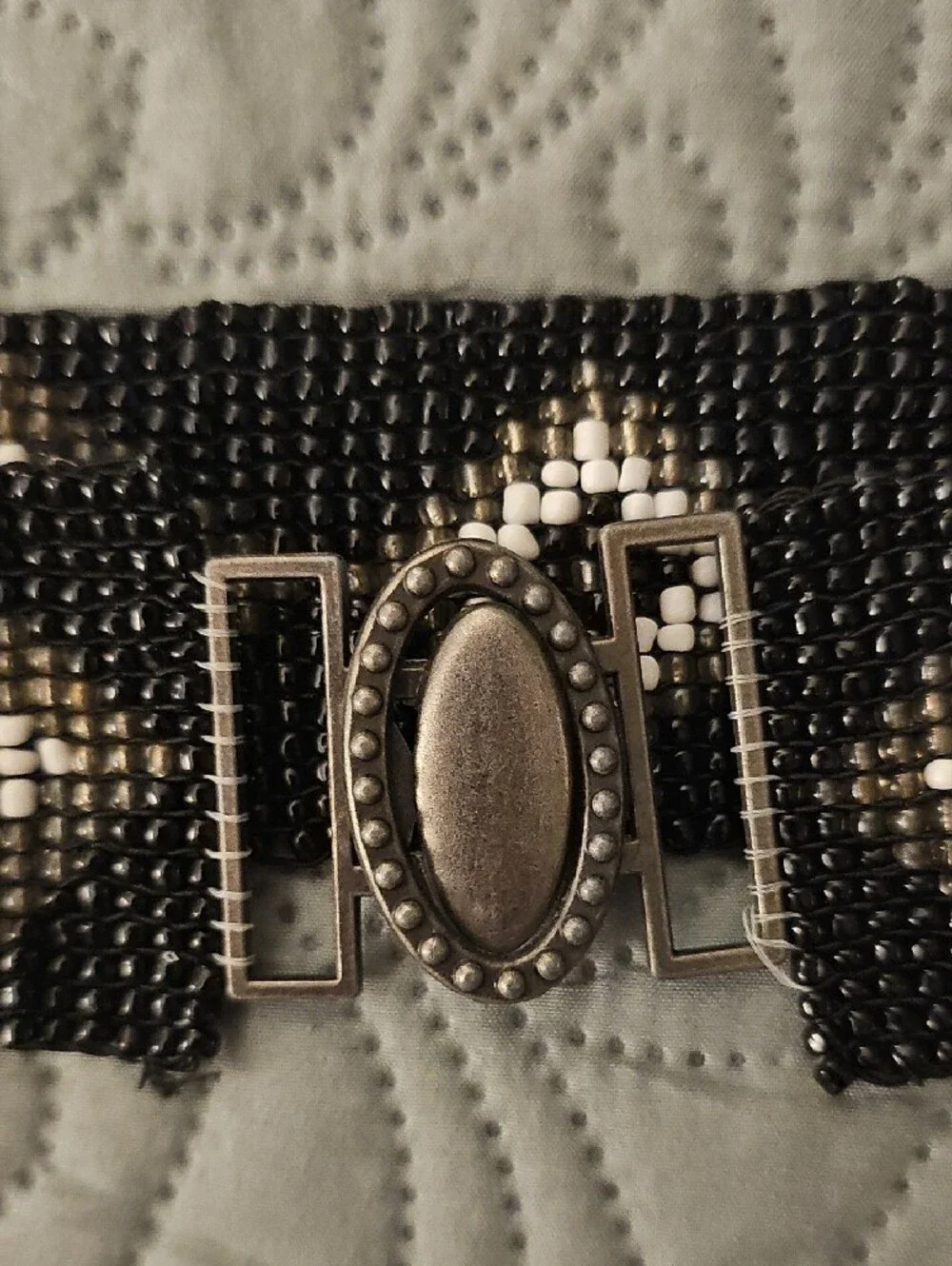 Black and White Beaded Stretch Belt - Women Accessories